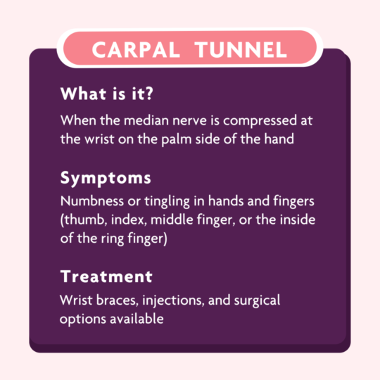 Carpal tunnel symtoms and treatments